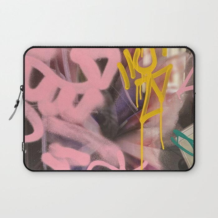 Pink and White Graffiti Sprayed Street Art in Bologna  Laptop Sleeve Gallery Image 1