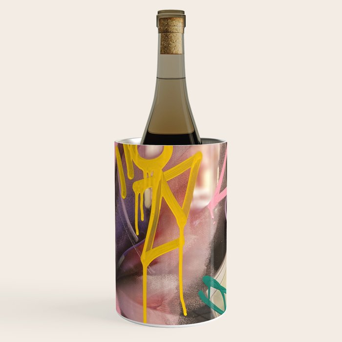 Pink and White Graffiti Sprayed Street Art in Bologna  Wine Chiller Gallery Image 3