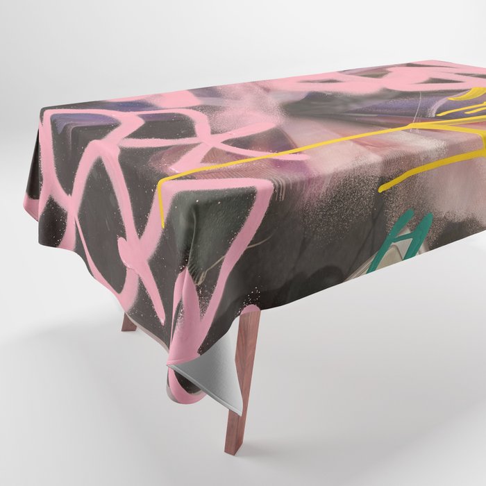 Pink and White Graffiti Sprayed Street Art in Bologna  Tablecloth Gallery Image 1