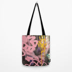 Pink and White Graffiti Sprayed Street Art in Bologna  Tote Bag Gallery Image 2