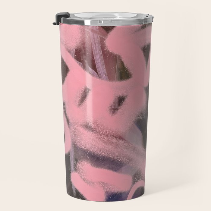 Pink and White Graffiti Sprayed Street Art in Bologna  Travel Mug Gallery Image 3