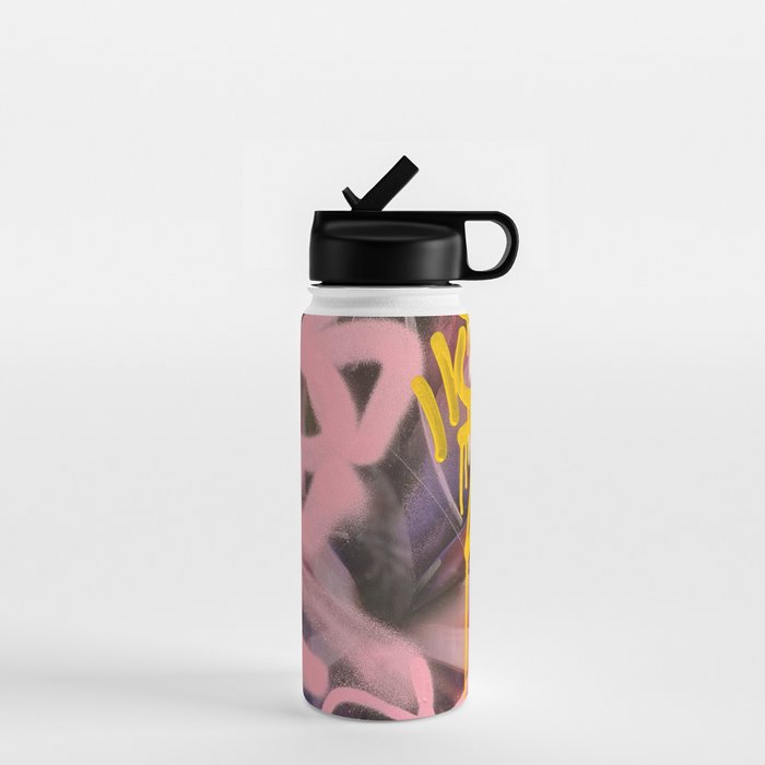 Pink and White Graffiti Sprayed Street Art in Bologna  Water Bottle Gallery Image 1