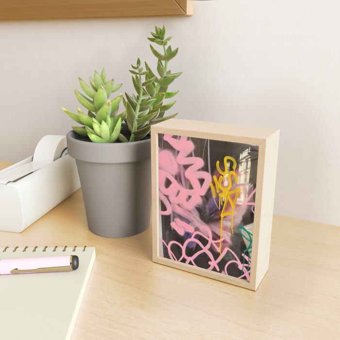 Pink and White Graffiti Sprayed Street Art in Bologna  Mini Art Print Gallery Image 2