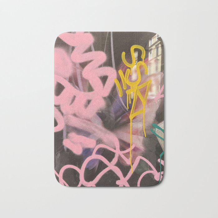 Pink and White Graffiti Sprayed Street Art in Bologna  Bath Mat Gallery Image 1