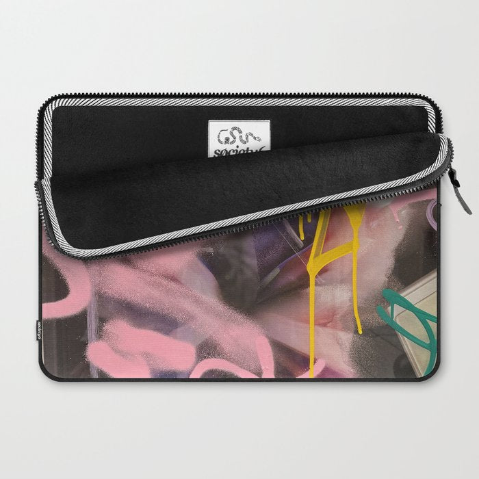 Pink and White Graffiti Sprayed Street Art in Bologna  Laptop Sleeve Gallery Image 2