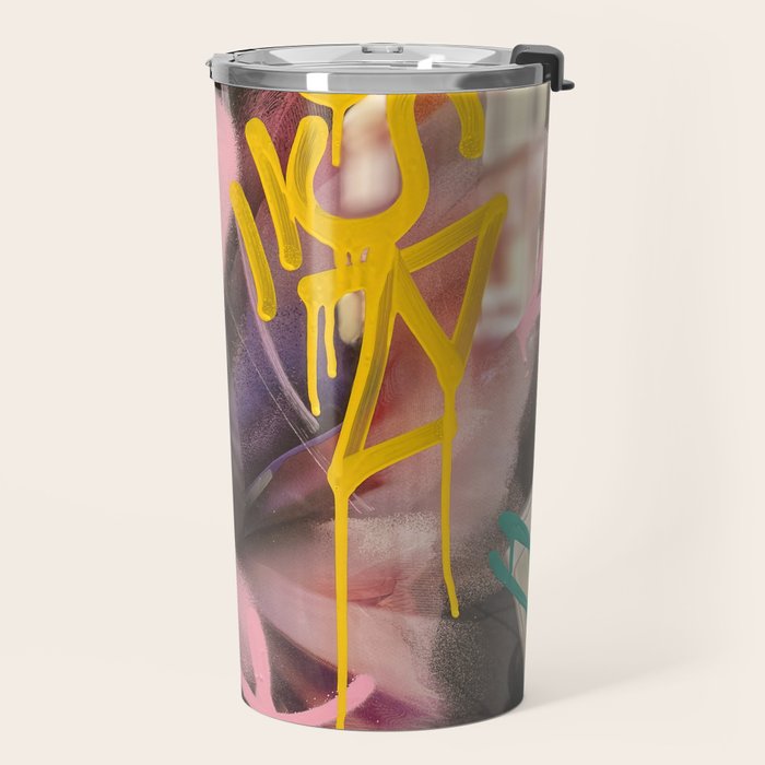 Pink and White Graffiti Sprayed Street Art in Bologna  Travel Mug Gallery Image 2