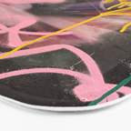 Pink and White Graffiti Sprayed Street Art in Bologna  Bath Mat Gallery Image 3