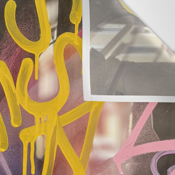 Pink and White Graffiti Sprayed Street Art in Bologna  Wall Tapestry Gallery Image 3