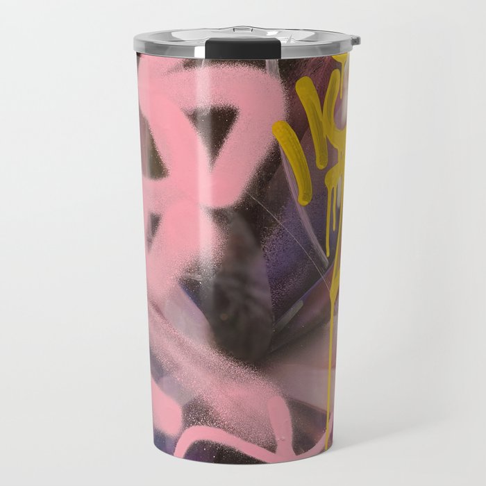Pink and White Graffiti Sprayed Street Art in Bologna  Travel Mug Gallery Image 1