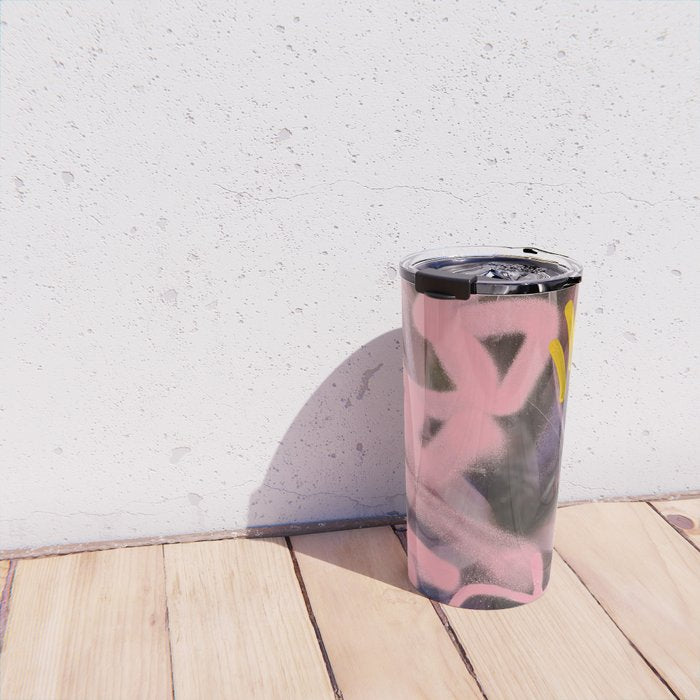 Pink and White Graffiti Sprayed Street Art in Bologna  Travel Mug Gallery Image 4
