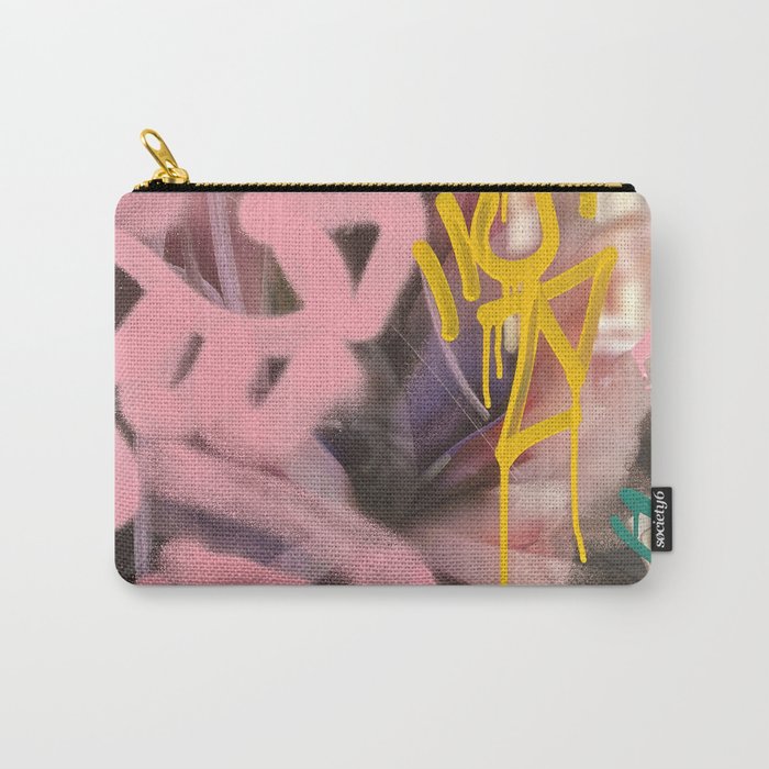 Pink and White Graffiti Sprayed Street Art in Bologna  Carry All Pouch Gallery Image 1