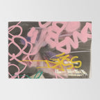 Pink and White Graffiti Sprayed Street Art in Bologna  Rug Gallery Image 2