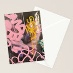 Pink and White Graffiti Sprayed Street Art in Bologna  Stationery Card Gallery Image 2