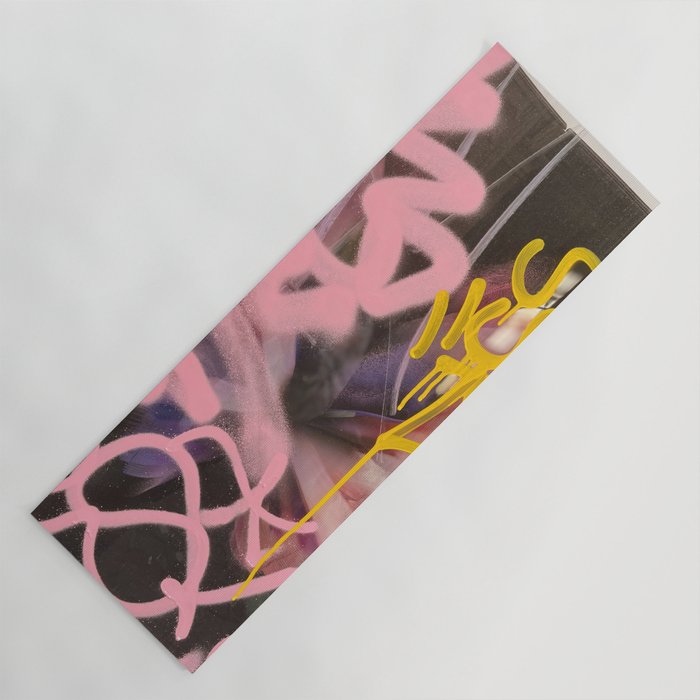 Pink and White Graffiti Sprayed Street Art in Bologna  Yoga Mat Gallery Image 1