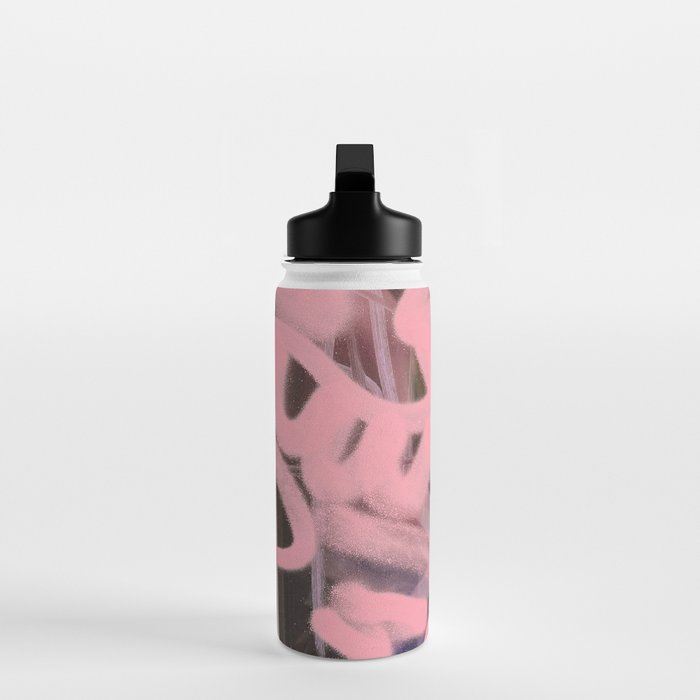 Pink and White Graffiti Sprayed Street Art in Bologna  Water Bottle Gallery Image 3