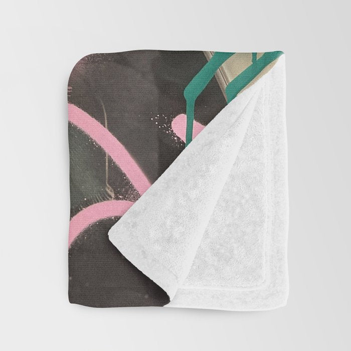 Pink and White Graffiti Sprayed Street Art in Bologna  Throw Blanket Gallery Image 3