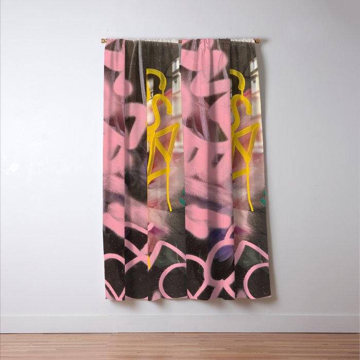 Pink and White Graffiti Sprayed Street Art in Bologna  Window Curtain Gallery Image 3