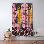 Pink and White Graffiti Sprayed Street Art in Bologna  Window Curtain Gallery Image 5