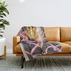 Pink and White Graffiti Sprayed Street Art in Bologna  Throw Blanket Gallery Image 1