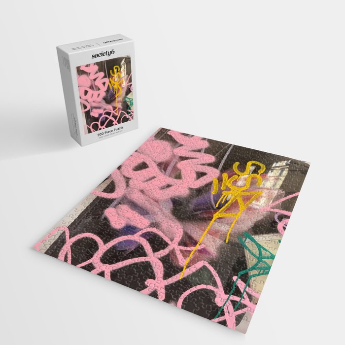 Pink and White Graffiti Sprayed Street Art in Bologna  Jigsaw Puzzle Gallery Image 2