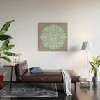Teal and Aqua Lace Mandala on Grey Wood Wall Art Gallery Image 2
