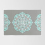 Teal and Aqua Lace Mandala on Grey Rug Gallery Image 2