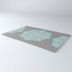 Teal and Aqua Lace Mandala on Grey Rug Gallery Image 3