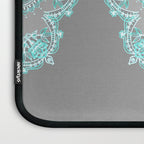 Teal and Aqua Lace Mandala on Grey Laptop Sleeve Gallery Image 3