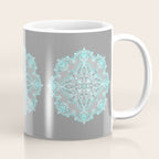 Teal and Aqua Lace Mandala on Grey Coffee Mug Gallery Image 1