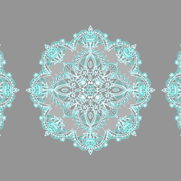 Teal and Aqua Lace Mandala on Grey Coffee Mug Gallery Image 2