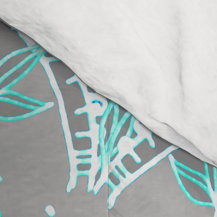 Teal and Aqua Lace Mandala on Grey Comforter Gallery Image 4