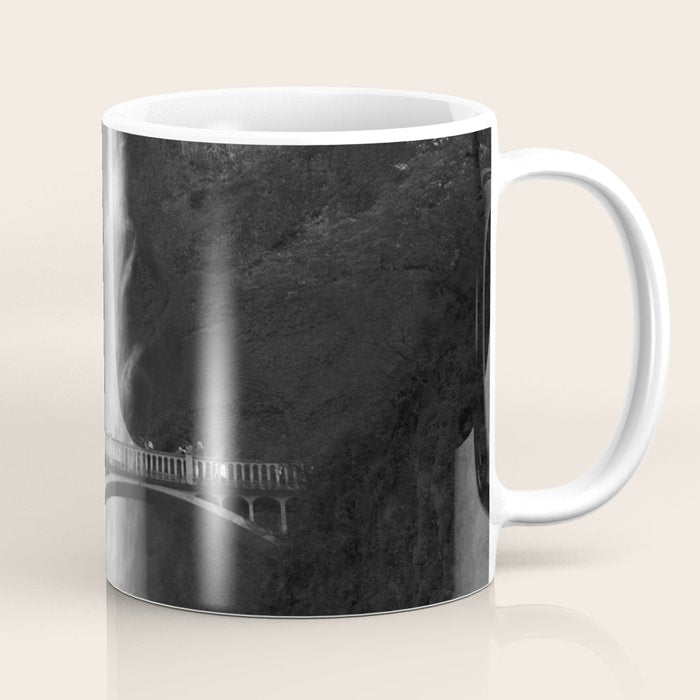 Multnomah Falls Oregon Waterfall Black and White Coffee Mug Gallery Image 1
