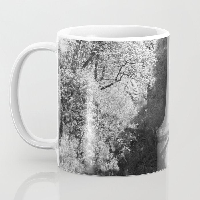 Multnomah Falls Oregon Waterfall Black and White Coffee Mug Gallery Image 3