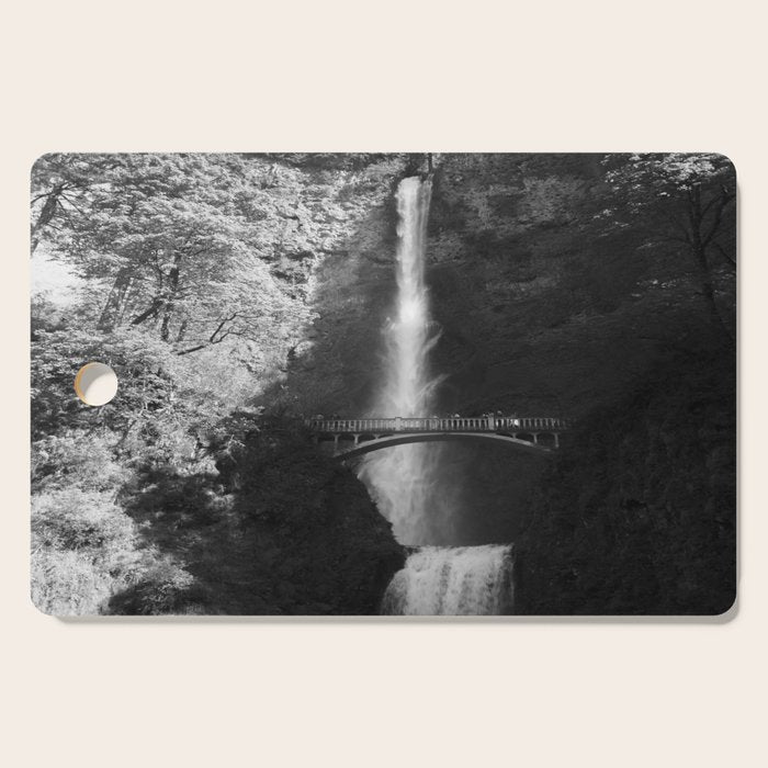 Multnomah Falls Oregon Waterfall Black and White Cutting Board Gallery Image 1