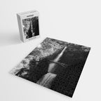 Multnomah Falls Oregon Waterfall Black and White Jigsaw Puzzle Gallery Image 2