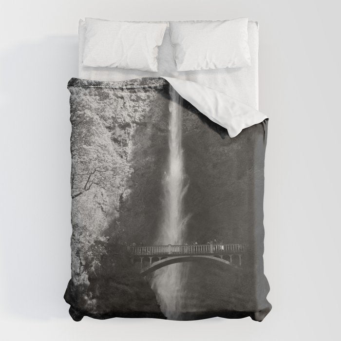 Multnomah Falls Oregon Waterfall Black and White Duvet Cover Gallery Image 6