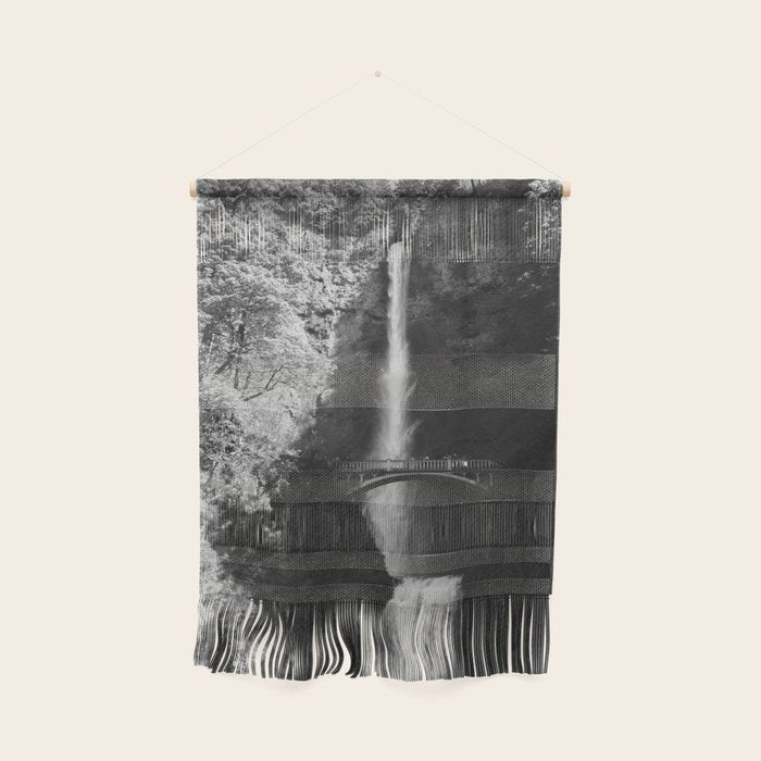 Multnomah Falls Oregon Waterfall Black and White Wall Hanging Gallery Image 1
