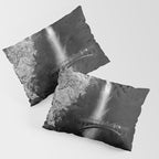 Multnomah Falls Oregon Waterfall Black and White Pillow Sham Gallery Image 3