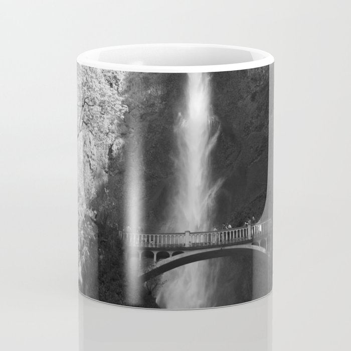 Multnomah Falls Oregon Waterfall Black and White Coffee Mug Gallery Image 4