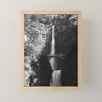 Multnomah Falls Oregon Waterfall Black and White Mini Art Print Gallery Image 1