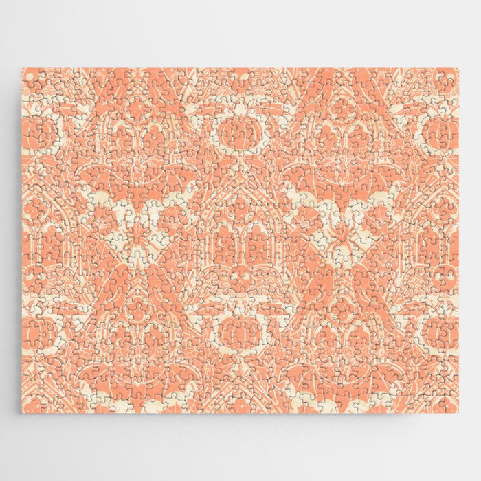Gothic Halloween Damask - peach and cream Jigsaw Puzzle Gallery Image 1