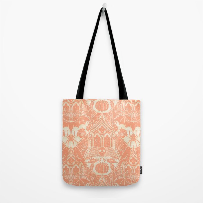 Gothic Halloween Damask - peach and cream Tote Bag Gallery Image 2