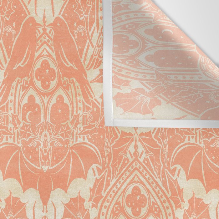 Gothic Halloween Damask - peach and cream Wall Tapestry Gallery Image 3