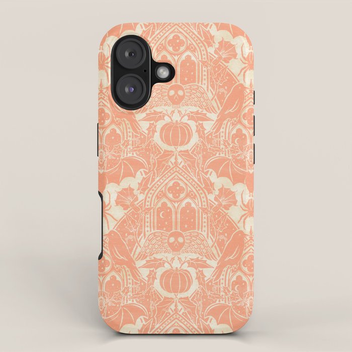 Gothic Halloween Damask - peach and cream iPhone Case Gallery Image 1