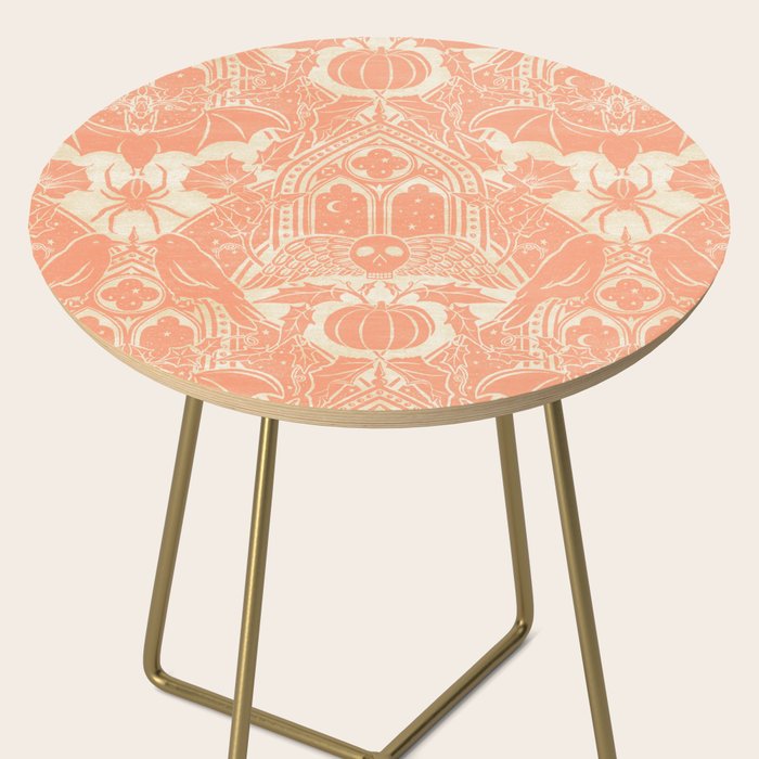Gothic Halloween Damask - peach and cream Side Table Gallery Image 2