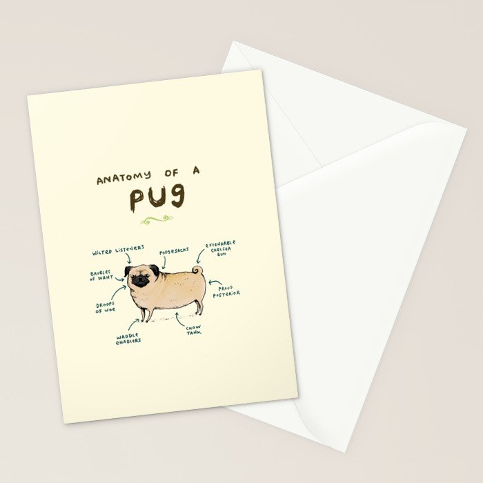 Anatomy of a Pug Stationery Card Gallery Image 2