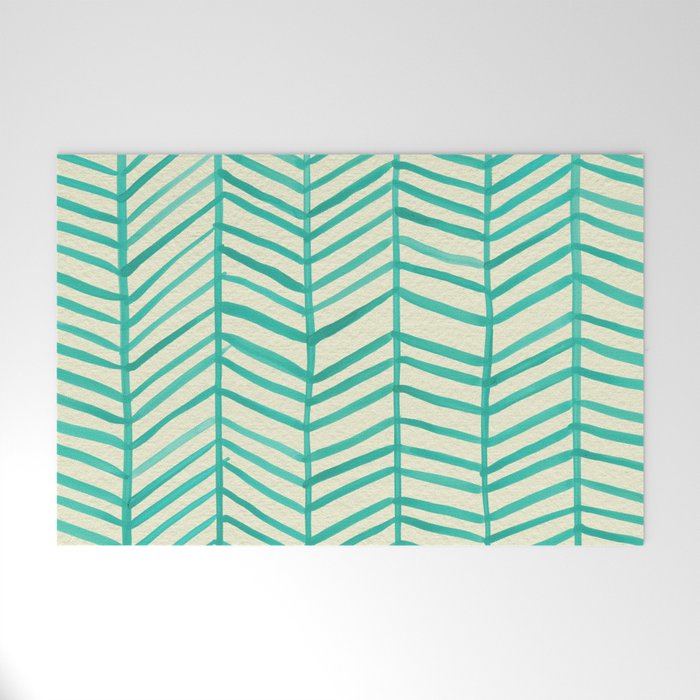 Mint Herringbone Welcome Mat Gallery Image 1