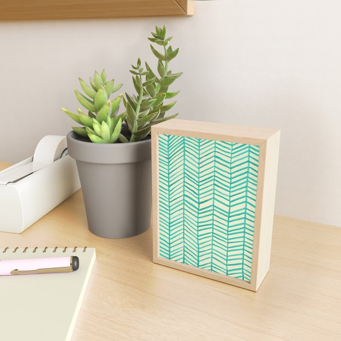 Mint Herringbone Mini Art Print Gallery Image 2