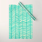 Mint Herringbone Wrapping Paper Gallery Image 1