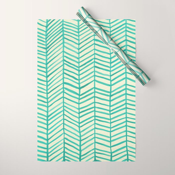 Mint Herringbone Wrapping Paper Gallery Image 1